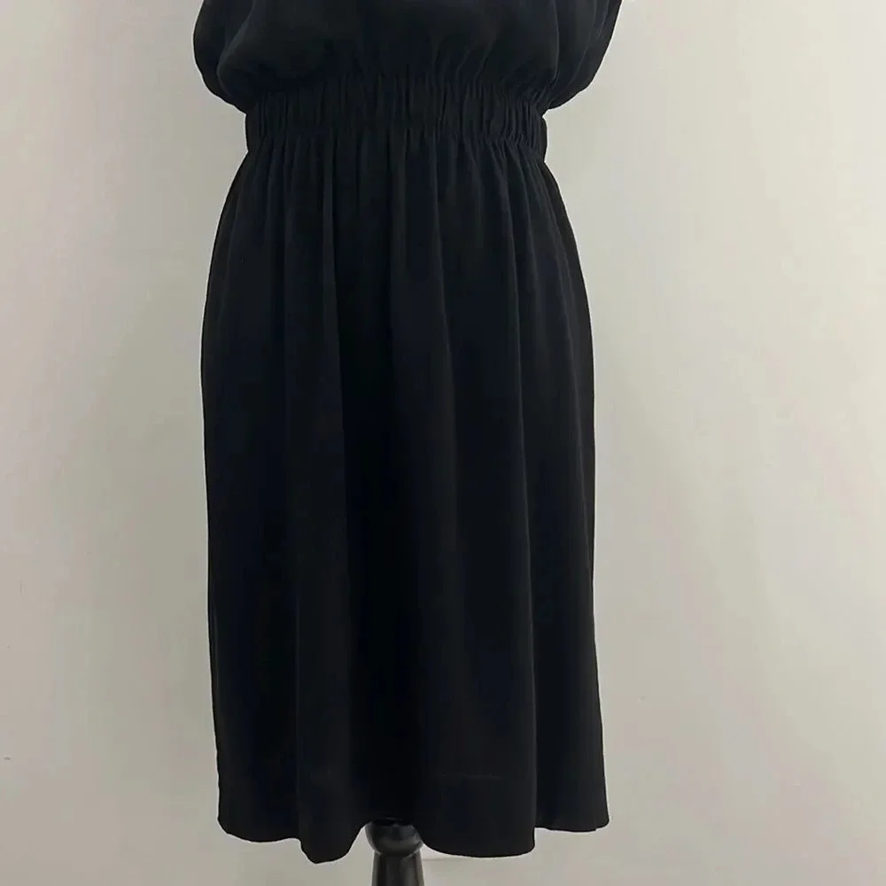 KATE SPADE New York Frill in Black Flutter Sleeve Fluid Crepe Dress size 10